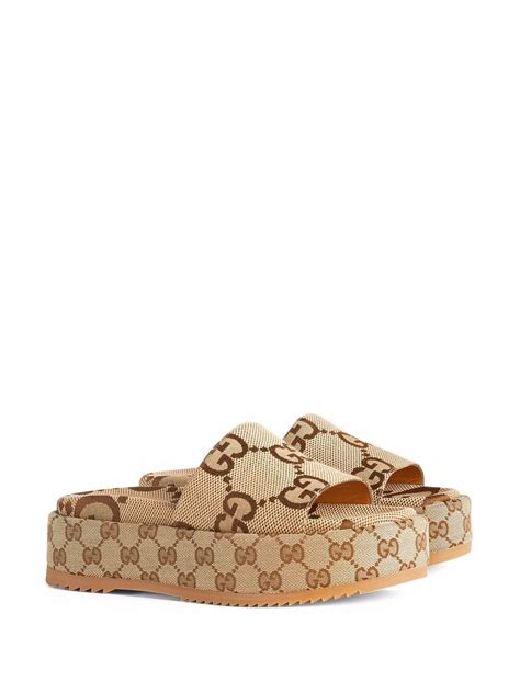 gucci gg sandals brown|Gucci angelina 55mm platform sandals.